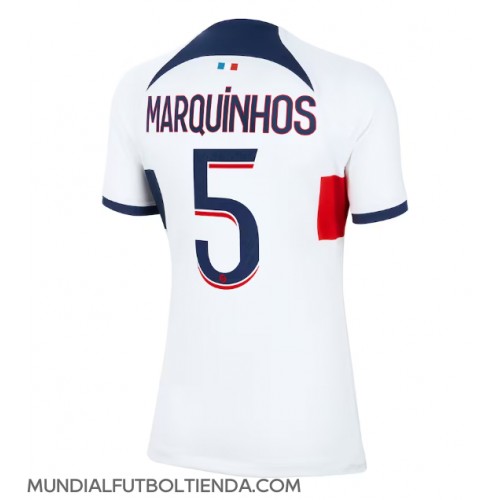 Camiseta Paris Saint-Germain Marquinhos #5 Segunda Equipación Replica 2023-24 para mujer mangas cortas